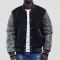 Black Wool Body & Grey Faux Leather Sleeves Letterman Jacket