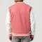 Pink Wool Body & White Faux Leather Sleeves Letterman Jacket
