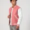 Pink Wool Body & White Faux Leather Sleeves Letterman Jacket