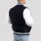 Navy Blue Wool Body & White Faux Leather Sleeves Letterman Jacket